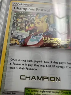 Worlds 2017 Champion Festival CHAMPION Card PSA 8 *POP 6* English Pokemon SM78 - Image 4