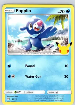 Pokemon TCG Popplio Mcdonalds 25th Anniversary 23/25 Regular Promo Card NM - Image 1