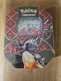 Pokemon TCG Scarlet & Violet Paldean Fates Shiny Charizard ex Tin New Sealed - Image 1