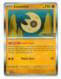 PRERELEASE PROMO HOLO Lunatone MEP 004 - Pokemon Mega Evolution (NM) - Image 1