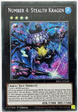 BROL-EN030 Number 4: Stealth Kragen - Secret Rare 1st Edition Near Mint YuGiOh - Image 1