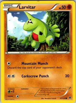 Pokemon TCG Larvitar XY Fates Collide 41/124 Regular Common Card Played MP - Image 1