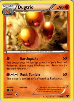 Pokemon TCG Dugtrio XY Base Set 59/146 Regular Rare Card Played LP - Image 1