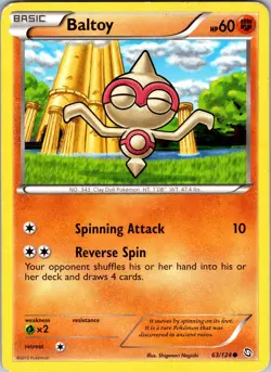 Pokemon TCG Baltoy B&W Dragons Exalted 63/124 Regular Common Card Played MP-LP - Image 1