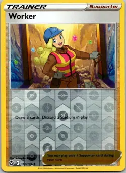 Pokemon TCG Worker SWSH Silver Tempest 167/195 Reverse Holo Uncommon Card NM - Image 1