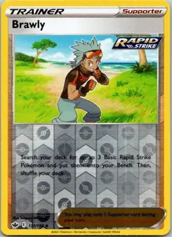 Pokemon TCG Brawly SWSH Chilling Reign 131/198 Reverse Holo Uncommon Card NM - Image 1
