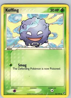 Pokemon TCG Koffing EX Deoxys 62/107 Regular Common Card Played MP - Image 1