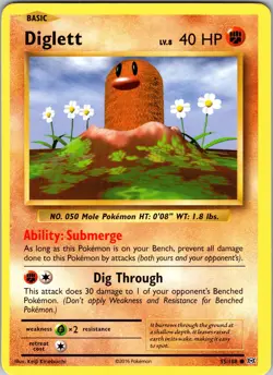 Pokemon TCG Diglett XY Evolutions 55/108 Regular Common Card NM - Image 1