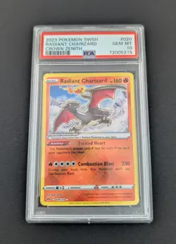 PSA 10 GEM MINT Radiant Charizard 020/159 Pokemon Crown Zenith - Image 1