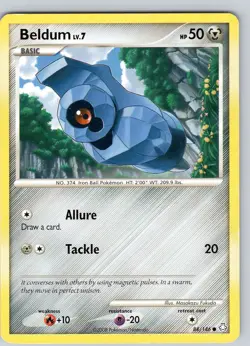 Pokemon TCG Beldum Lv.7 D&P Legends Awakened 84/146 Regular Common Played LP - Image 1