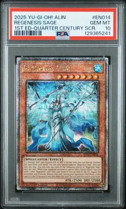 2025 PSA 10 YUGIOH ALIN QC SECRET RARE REGENESIS SAGE 💫 - Image 1