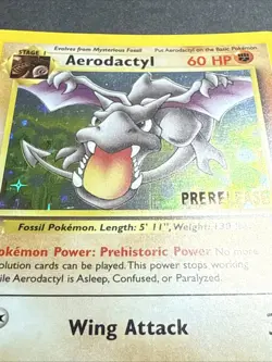 Pokemon Aerodactyl Card 1/62 Holo Prerelease 1st Edition Fossil NM - Image 3
