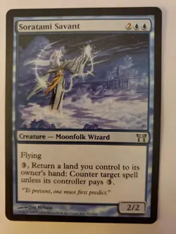 MTG Magic The Gathering Card Soratami Savant Creature Moonfolk Wizard Blue - Image 1