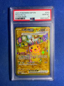 2024 Pokemon SSP En-Surging Sparks Hyper Rare Pikachu EX Card 247/191 PSA 10 - Image 1