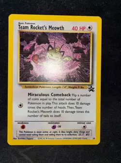 Team Rocket's Meowth 18/53 Black Star Wotc Promo Pokemon Card TCG English - Image 1