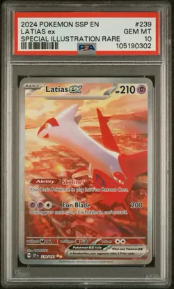 2024 POKEMON SSP EN-SURGING SPARKS SPECIAL ILLUSTRATION RARE LATIAS EX PSA 10 - Image 1