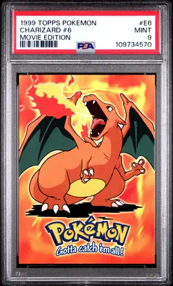 1999 TOPPS POKEMON THE MOVIE EDT #E6 CHARIZARD #6 PSA 9 - Image 1