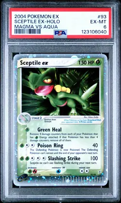 2004 POKEMON EX TEAM MAGMA VS TEAM AQUA #93 SCEPTILE EX-HOLO PSA 6 - Image 1