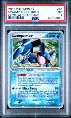 2006 POKEMON EX CRYSTAL GUARDIANS #98 SWAMPERT EX-HOLO PSA 7 - Image 1