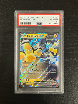 PSA 10 GEM MT Iron Hands EX Paradox Rift #070/182 Holo Double Rare Pokemon TCG - Image 1