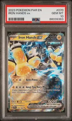 PSA 10 GEM MT Iron Hands EX Paradox Rift #070/182 Holo Double Rare Pokemon TCG - Image 2