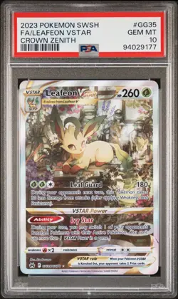 Pokemon Crown Zenith Galarian Gallery Leafeon VSTAR GG35/GG70 PSA 10 Gem Mint - Image 1