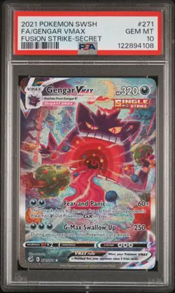 2021 POKEMON SWORD & SHIELD FUSION STRIKE SECRET FULL ART/GENGAR VMAX PSA 10 - Image 1