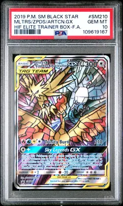 2019 POKEMON SM BLACK STAR PROMO FULL ART/MOLTRES & ZAPDOS & ARTICUNO GX PSA 10 - Image 1