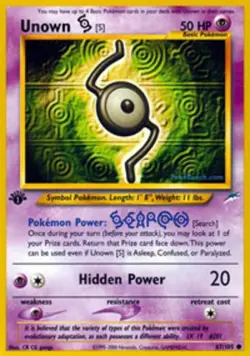 1x Unown [S] - 87/105 - Common - 1st Edition Lightly Played Pokemon G2 - Neo Des - Image 1
