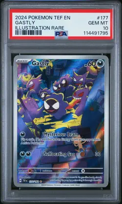 2024 POKEMON TEF EN-TEMPORAL FORCES ILLUSTRATION RARE #177 GASTLY PSA 10 - Image 1