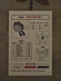 NM 1998 Poliwhirl #61 Nintendo Pokemon Vintage Rare Card. Any others out thereU - Image 2