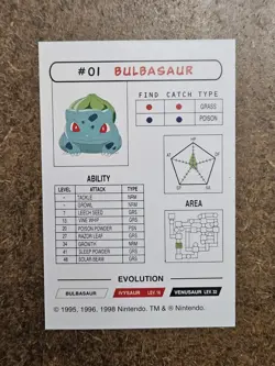 NM 1998 #01 Bulbasaur Nintendo Pokemon Vintage Rare Card. Any others out thereU - Image 2