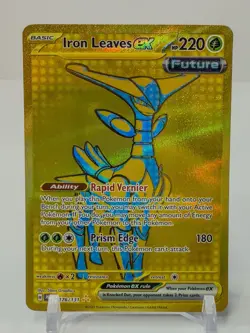 Pokemon Card Iron Leaves ex 213/162 Sv05: Temporal Forces Holo Gold Hyper Rare - Image 1