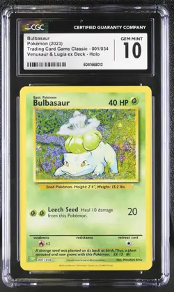 CGC 10 Bulbasaur 001/034 CLV Classic Collection Box Holo Rare Pokemon TCG 2023 - Image 1