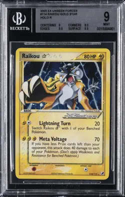 POKEMON EX UNSEEN FORCES GOLD STAR HOLO #114 RAIKOU BGS 9 - Image 1