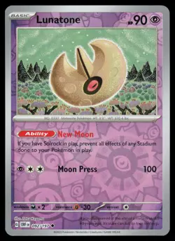Lunatone 092/197 Reverse Holo Pokemon Obsidian Flames NM - Image 1