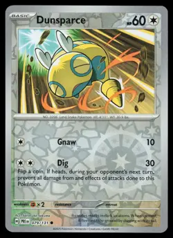 Dunsparce 079/131 Reverse Holo Pokemon Prismatic Evolutions NM - Image 1