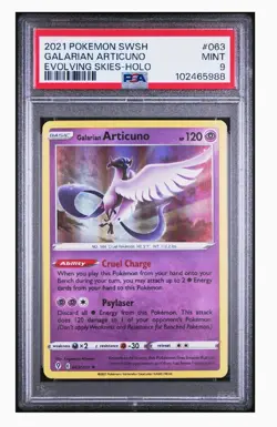 PSA 9 2021 POKEMON SWORD & SHIELD EVOLVING SKIES #063 GALARIAN ARTICUNO - Image 1