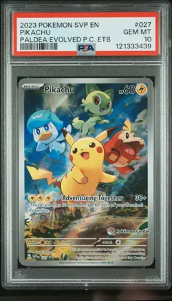 2023 Pokemon Paldea Evolved Pokemon Center Etb Promo #027 Pikachu PSA 10 - Image 1