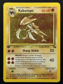 Kabutops 9/62 Fossil Holo Rare 1st Edition Pokemon TCG - HP - Image 1