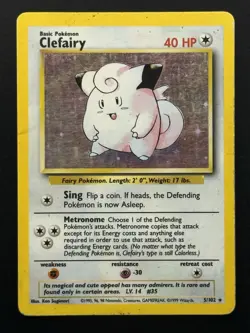 Clefairy 5/102 Base Set Holo Rare Pokemon TCG - HP/DMG - Image 1