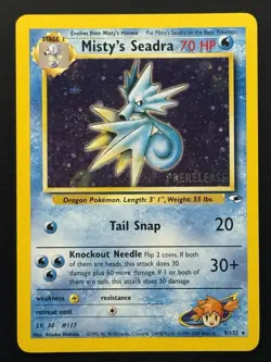 Misty's Seadra 9/132 (PRERELEASE) Gym Heroes Holo Rare Pokemon TCG - LP - Image 1