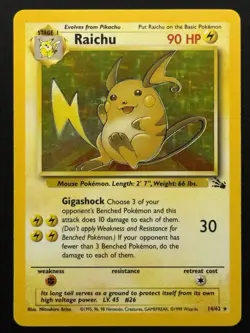 Raichu 14/62 Fossil Holo Rare Pokemon TCG - MP - Image 1