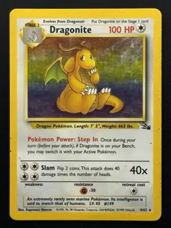 Dragonite 4/62 Fossil Holo Rare Pokemon TCG - HP - Image 1