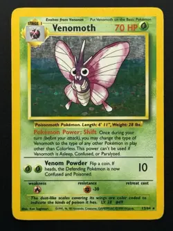 Venomoth 13/64 (No Symbol) Jungle Holo Rare Pokemon TCG - HP - Image 1