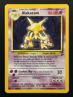 Alakazam 1/130 Base Set 2 Holo Rare Pokemon TCG - HP - Image 1