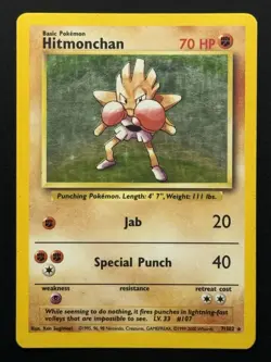 Hitmonchan 7/102 Base Set Holo Rare Pokemon TCG - HP - Image 1