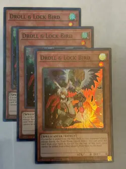 YUGIOH-3x- Droll & Lock Bird (OG Art) - RA02-EN006 - Super Rare - (PLAYSET) - Image 1