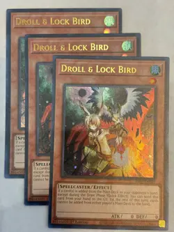 YUGIOH-3x- Droll & Lock Bird (OG Art) - RA02-EN006 - Ultra Rare - (PLAYSET) - Image 1