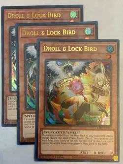 YUGIOH-3x- Droll & Lock Bird (Alt Art) - RA02-EN006 - Ultra Rare - (PLAYSET) - Image 1